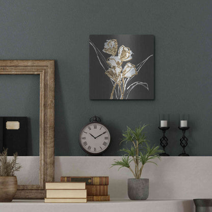 Luxe Metal Art 'Gilded Tulips' by Chris Paschke, Metal Wall Art,12x12