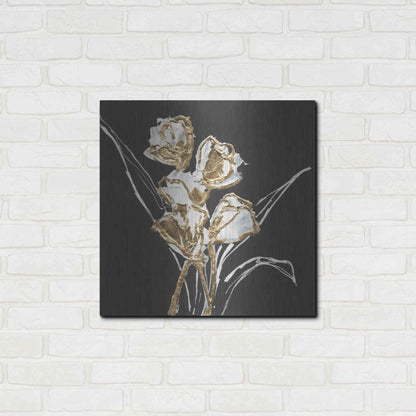 Luxe Metal Art 'Gilded Tulips' by Chris Paschke, Metal Wall Art,24x24