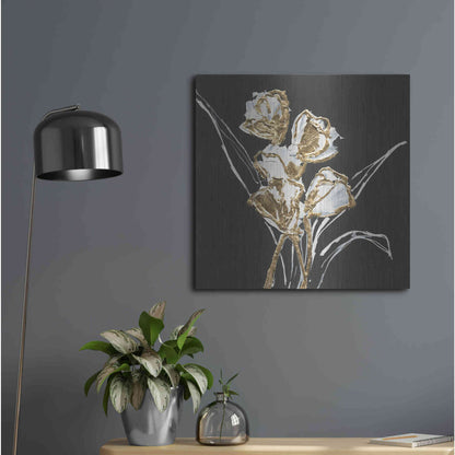 Luxe Metal Art 'Gilded Tulips' by Chris Paschke, Metal Wall Art,24x24
