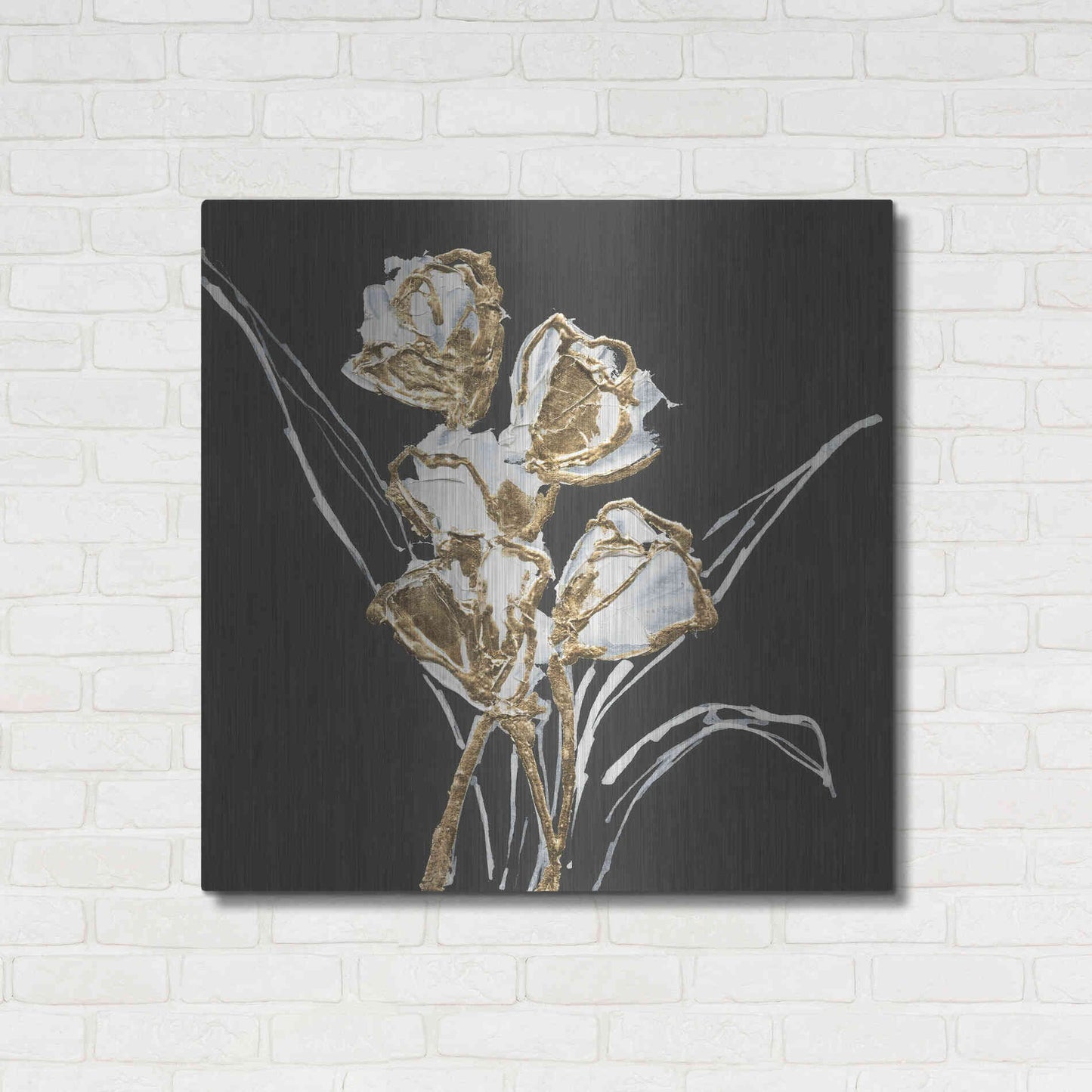 Luxe Metal Art 'Gilded Tulips' by Chris Paschke, Metal Wall Art,36x36