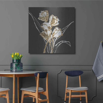 Luxe Metal Art 'Gilded Tulips' by Chris Paschke, Metal Wall Art,36x36