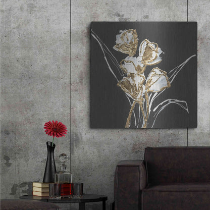 Luxe Metal Art 'Gilded Tulips' by Chris Paschke, Metal Wall Art,36x36