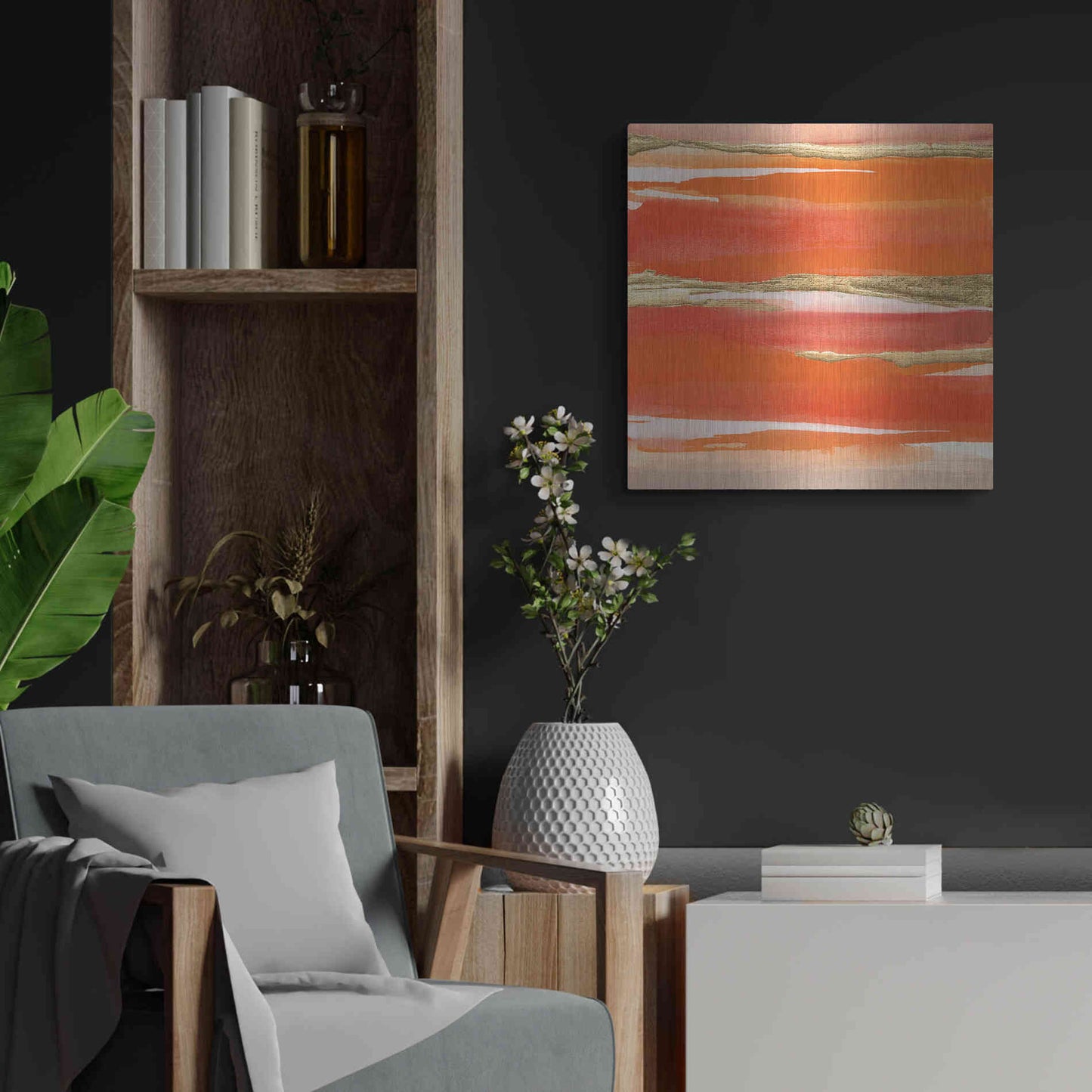 Luxe Metal Art 'Gilded Mandarin I' by Chris Paschke, Metal Wall Art,24x24