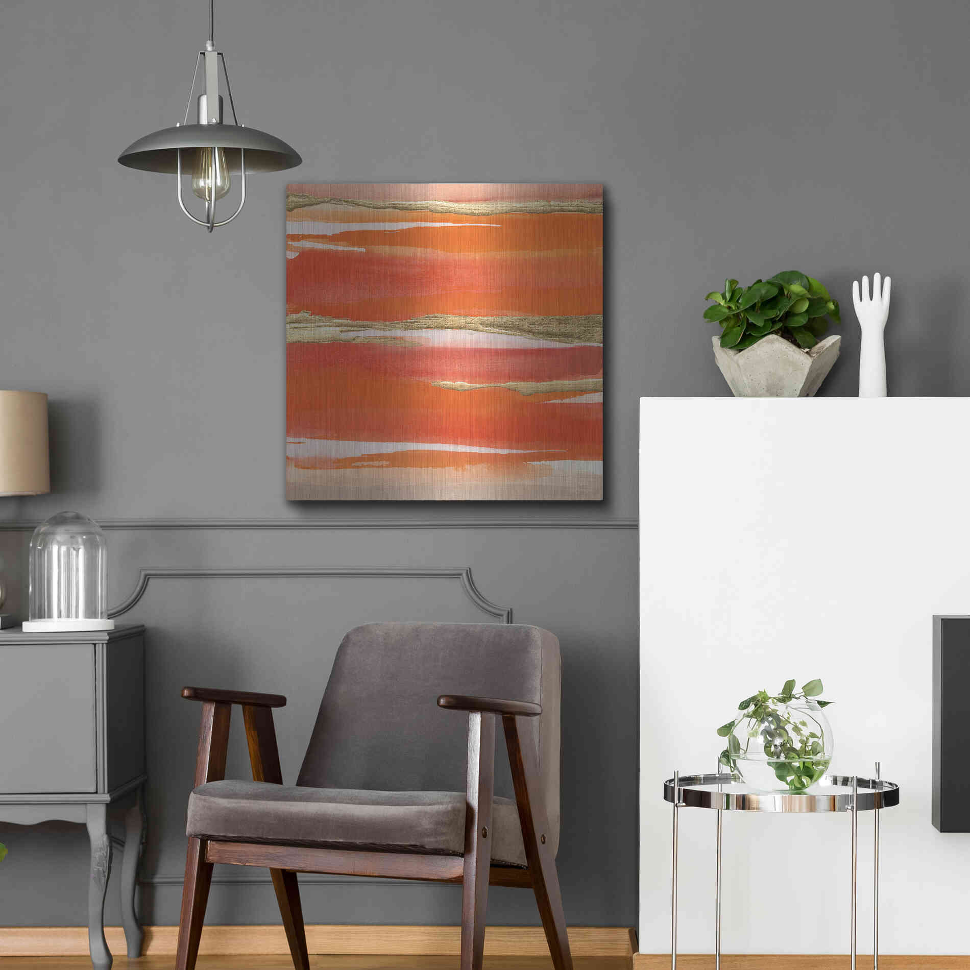 Luxe Metal Art 'Gilded Mandarin I' by Chris Paschke, Metal Wall Art,24x24