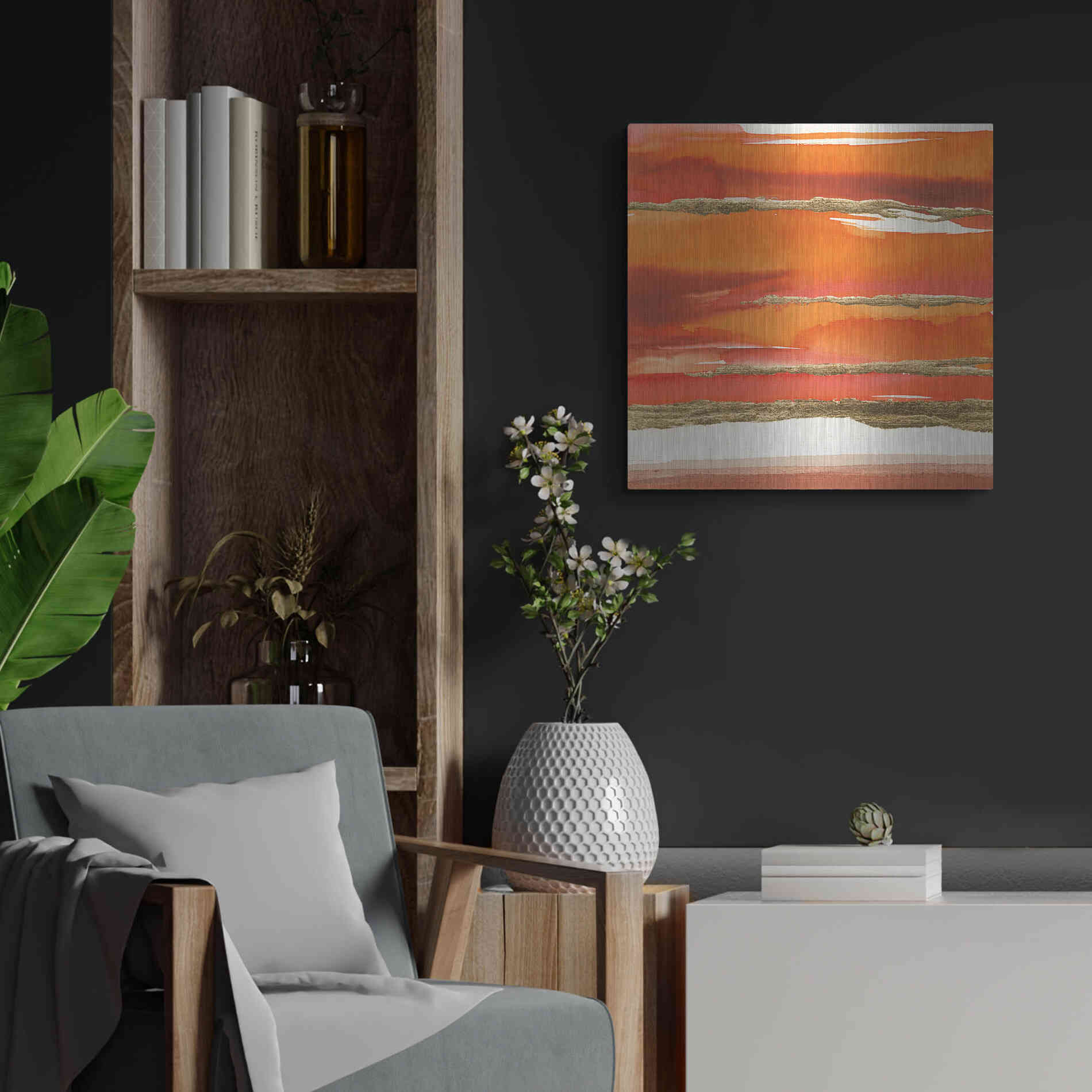 Luxe Metal Art 'Gilded Mandarin II' by Chris Paschke, Metal Wall Art,24x24