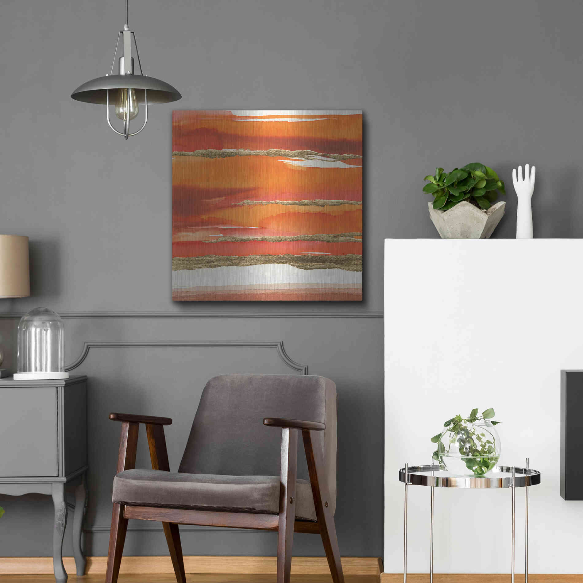 Luxe Metal Art 'Gilded Mandarin II' by Chris Paschke, Metal Wall Art,24x24