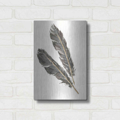 Luxe Metal Art 'Gold Feathers III' by Chris Paschke, Metal Wall Art,12x16