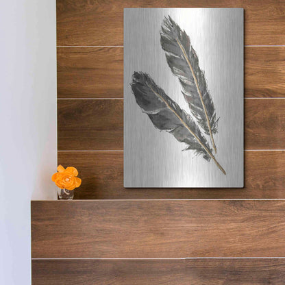 Luxe Metal Art 'Gold Feathers III' by Chris Paschke, Metal Wall Art,12x16