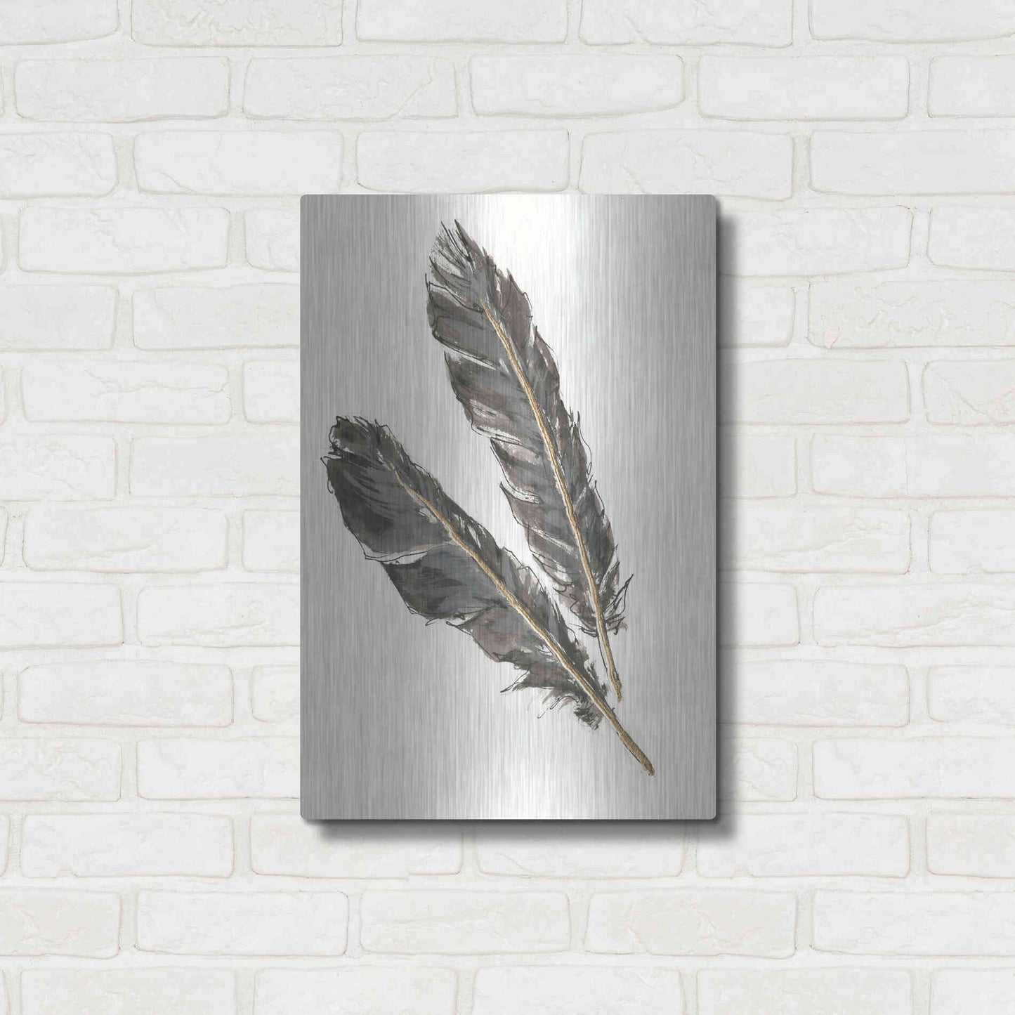 Luxe Metal Art 'Gold Feathers III' by Chris Paschke, Metal Wall Art,16x24