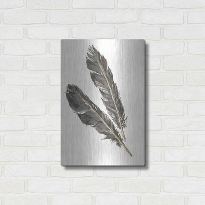 Luxe Metal Art 'Gold Feathers III' by Chris Paschke, Metal Wall Art,16x24