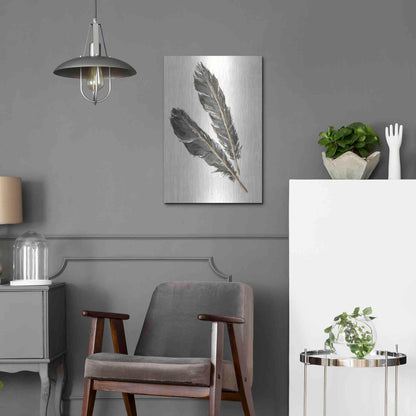 Luxe Metal Art 'Gold Feathers III' by Chris Paschke, Metal Wall Art,16x24