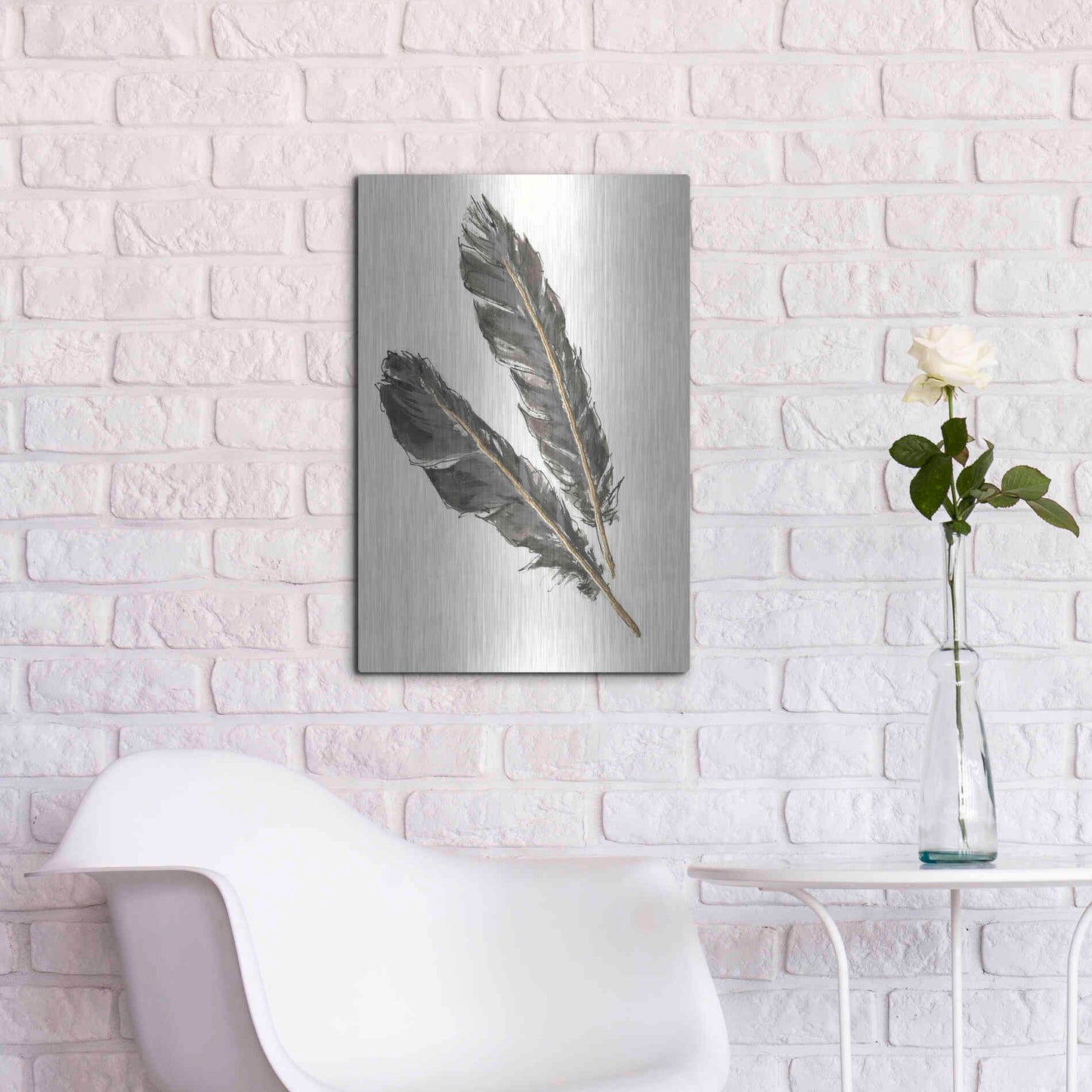 Luxe Metal Art 'Gold Feathers III' by Chris Paschke, Metal Wall Art,16x24