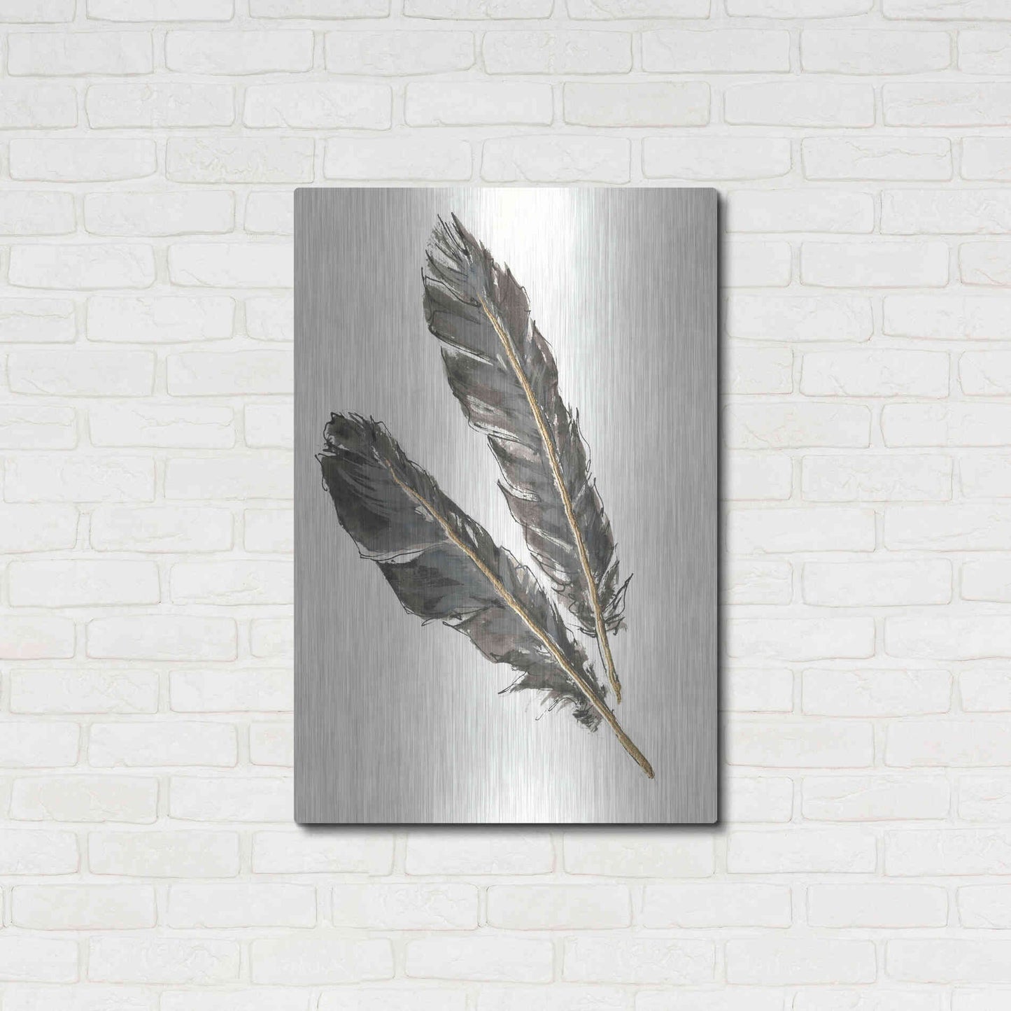 Luxe Metal Art 'Gold Feathers III' by Chris Paschke, Metal Wall Art,24x36