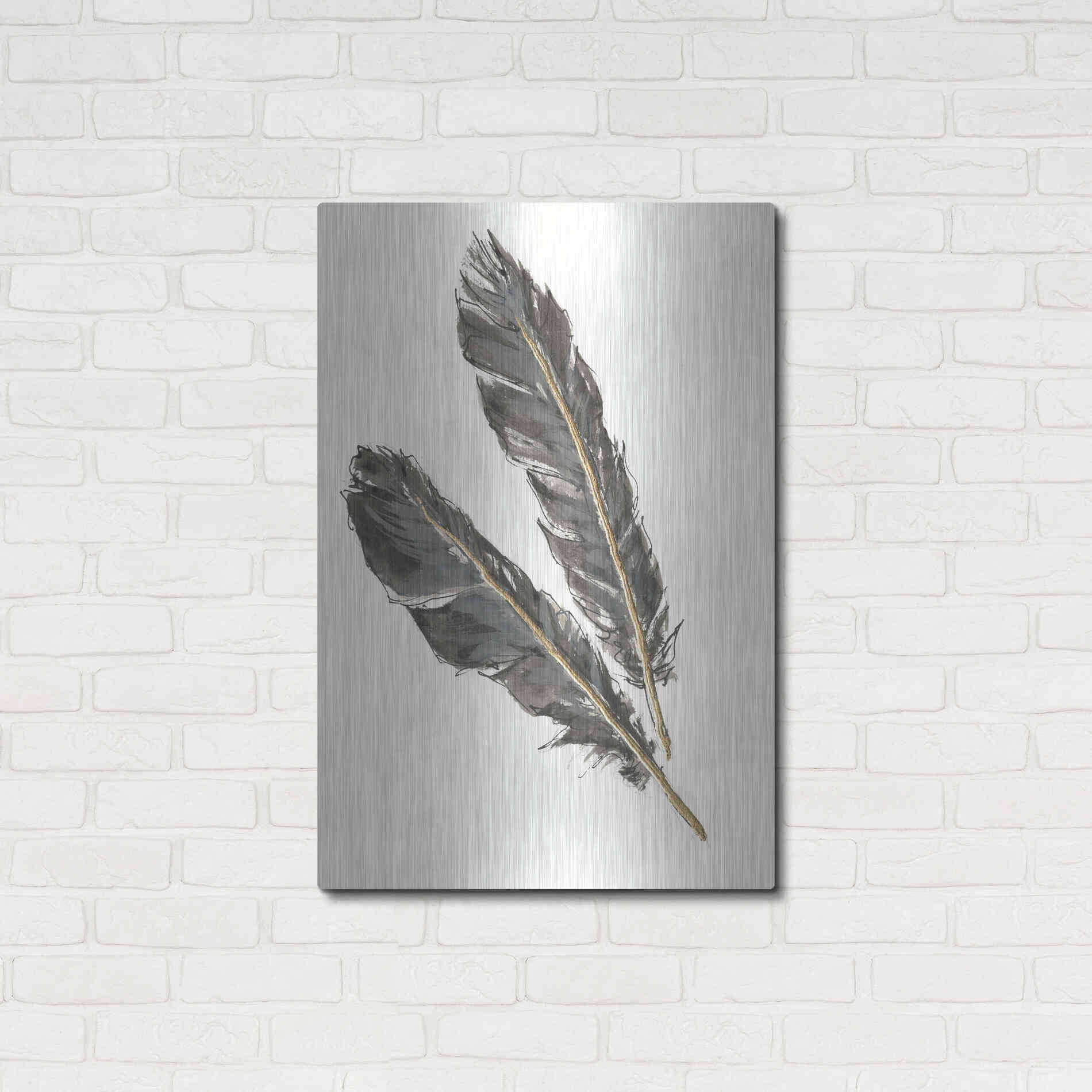 Luxe Metal Art 'Gold Feathers III' by Chris Paschke, Metal Wall Art,24x36