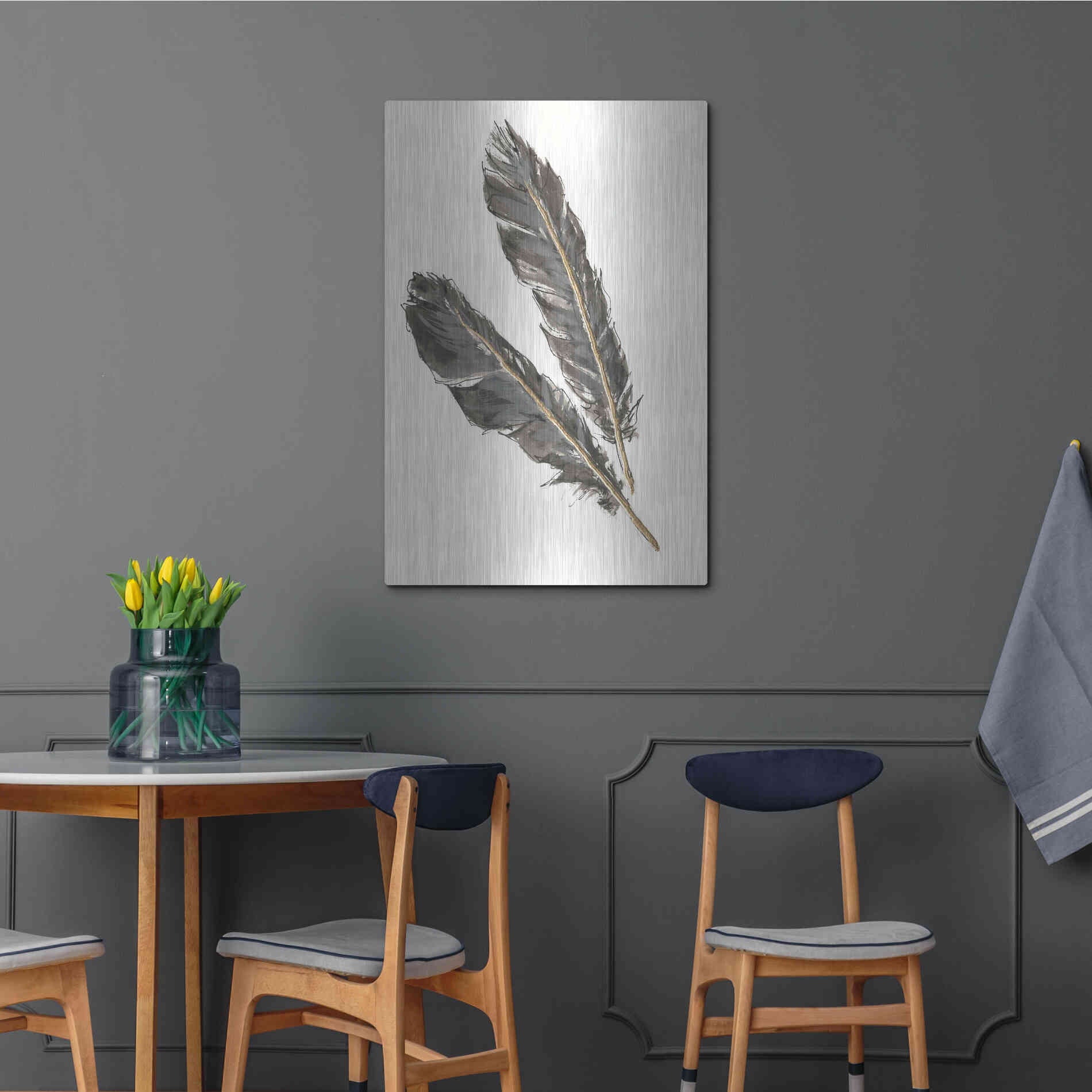 Luxe Metal Art 'Gold Feathers III' by Chris Paschke, Metal Wall Art,24x36