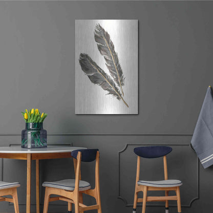 Luxe Metal Art 'Gold Feathers III' by Chris Paschke, Metal Wall Art,24x36