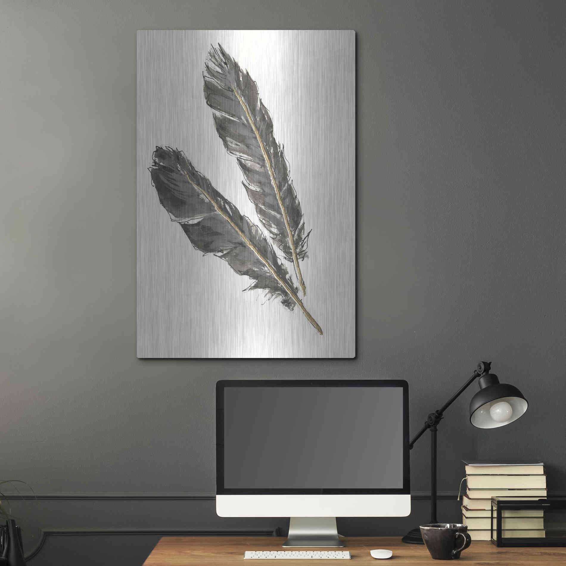 Luxe Metal Art 'Gold Feathers III' by Chris Paschke, Metal Wall Art,24x36