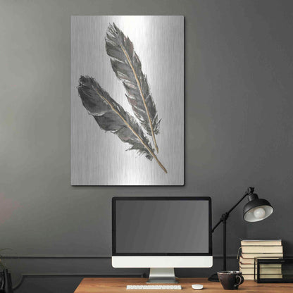 Luxe Metal Art 'Gold Feathers III' by Chris Paschke, Metal Wall Art,24x36