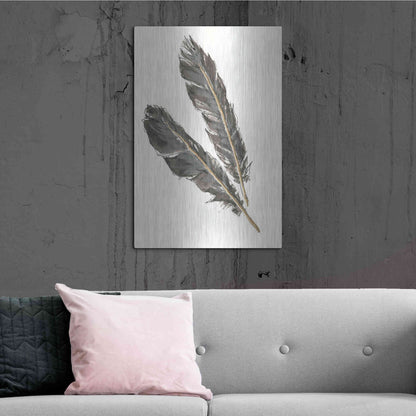 Luxe Metal Art 'Gold Feathers III' by Chris Paschke, Metal Wall Art,24x36