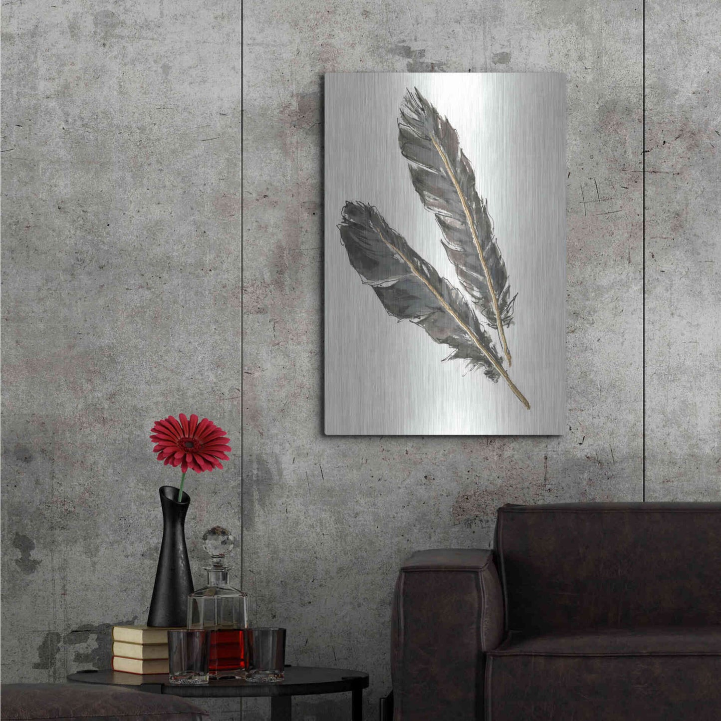 Luxe Metal Art 'Gold Feathers III' by Chris Paschke, Metal Wall Art,24x36