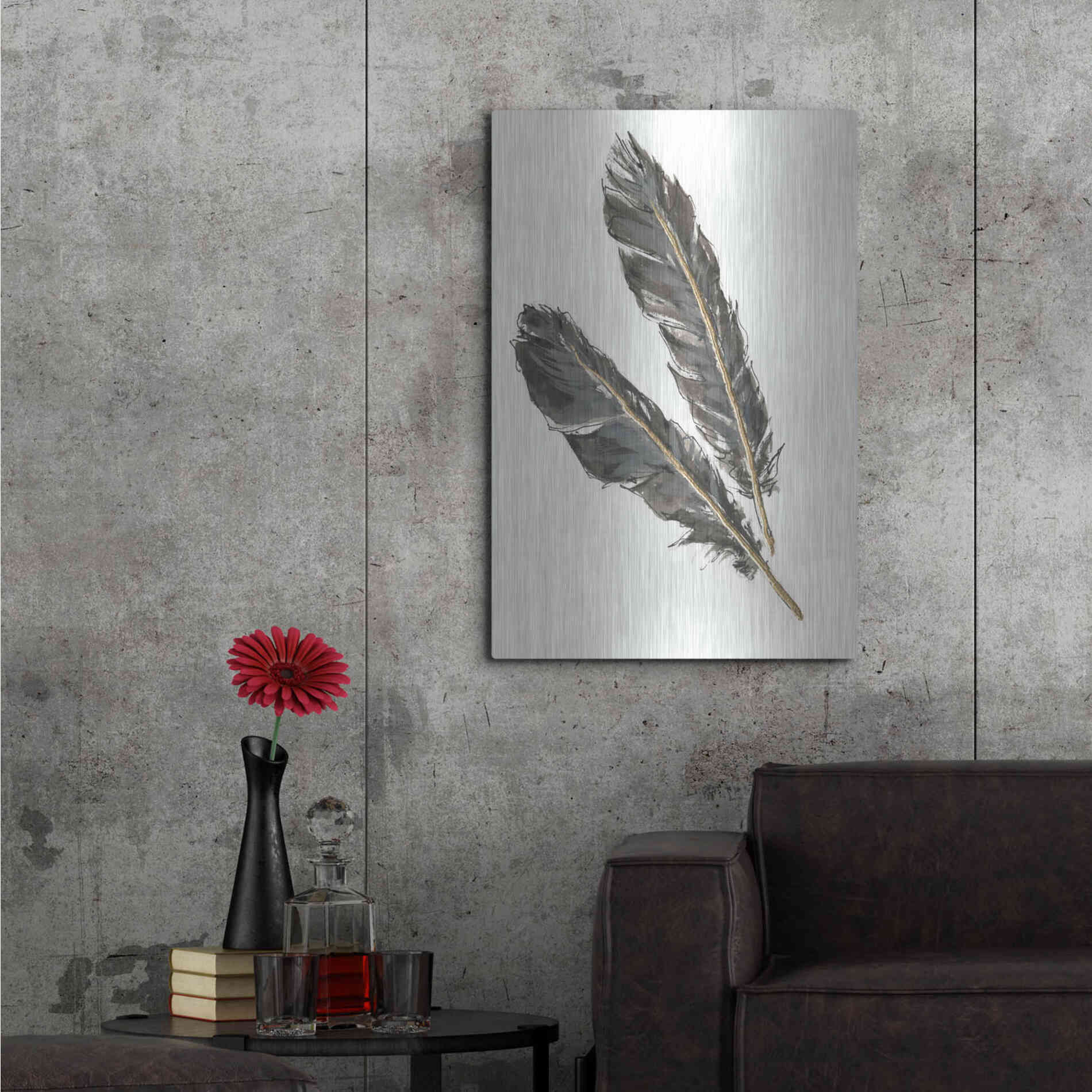 Luxe Metal Art 'Gold Feathers III' by Chris Paschke, Metal Wall Art,24x36