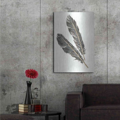 Luxe Metal Art 'Gold Feathers III' by Chris Paschke, Metal Wall Art,24x36