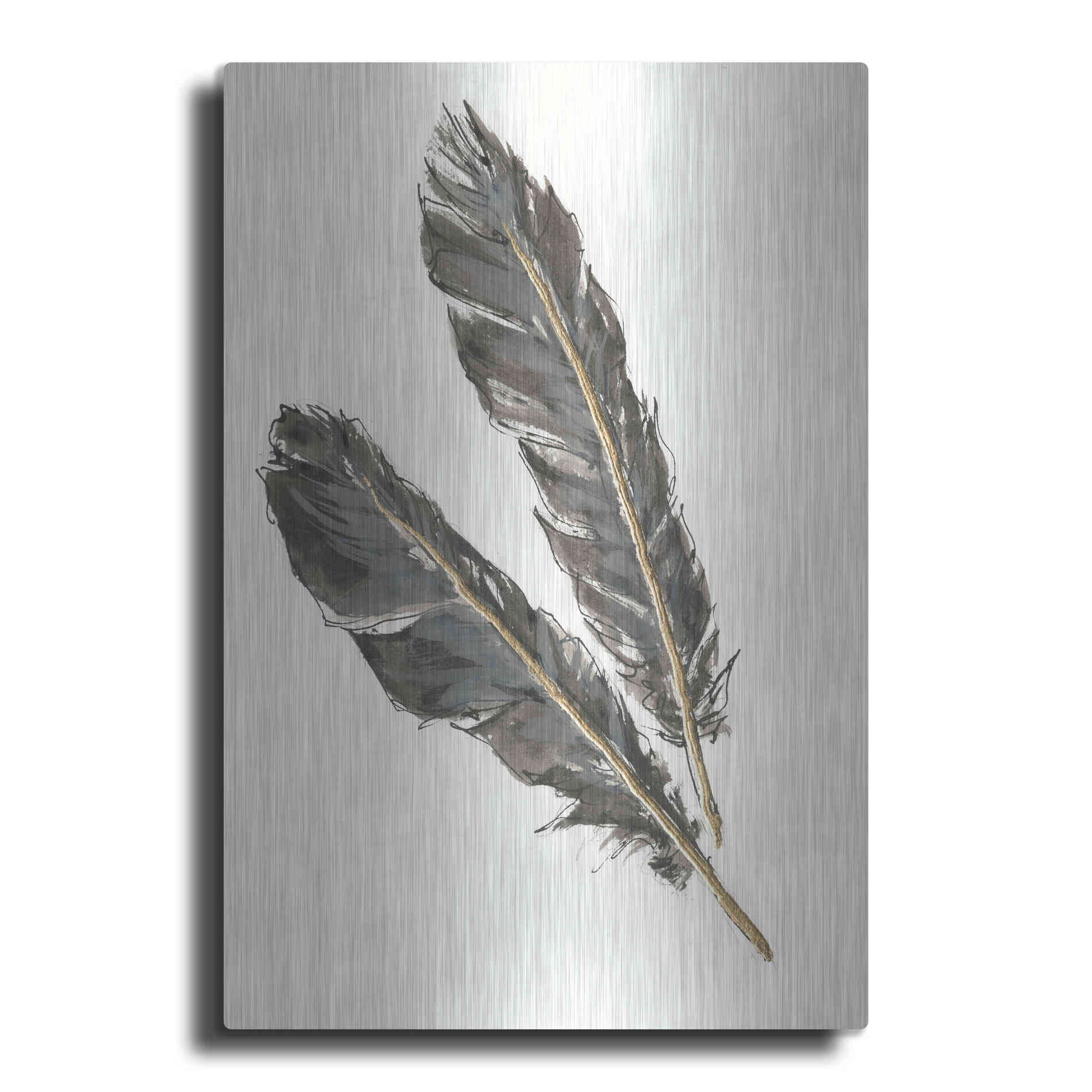 Luxe Metal Art 'Gold Feathers III' by Chris Paschke, Metal Wall Art