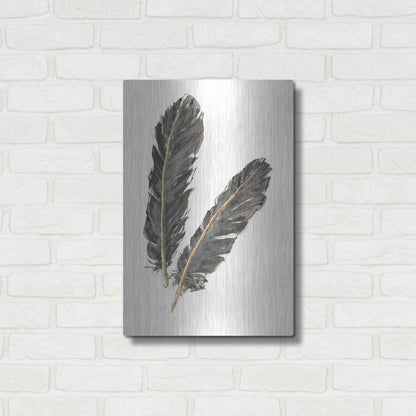 Luxe Metal Art 'Gold Feathers IV' by Chris Paschke, Metal Wall Art,16x24