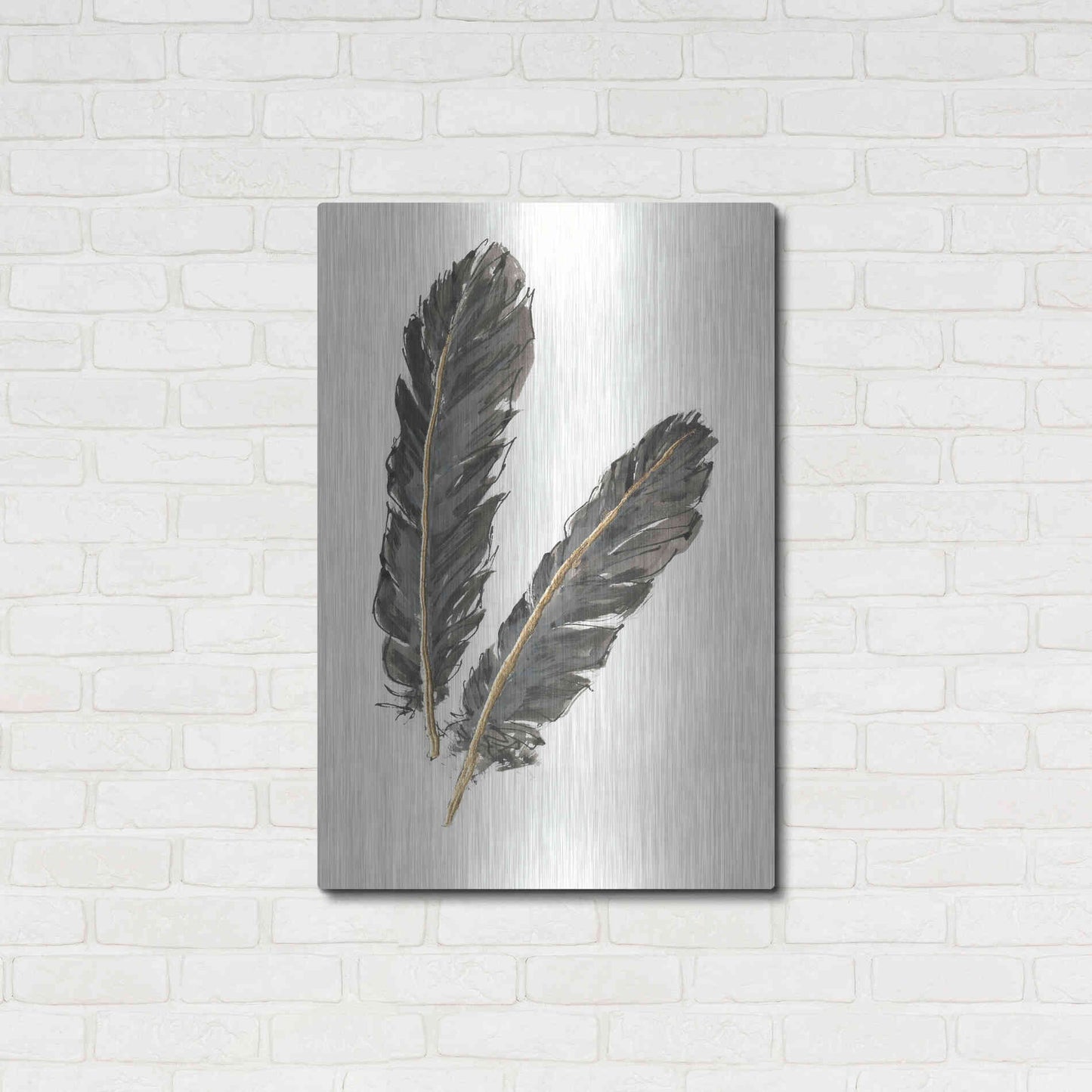 Luxe Metal Art 'Gold Feathers IV' by Chris Paschke, Metal Wall Art,24x36