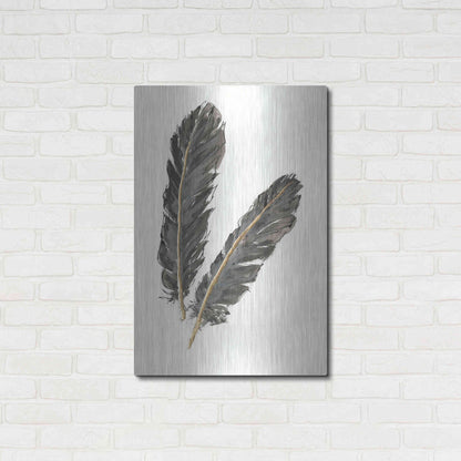 Luxe Metal Art 'Gold Feathers IV' by Chris Paschke, Metal Wall Art,24x36