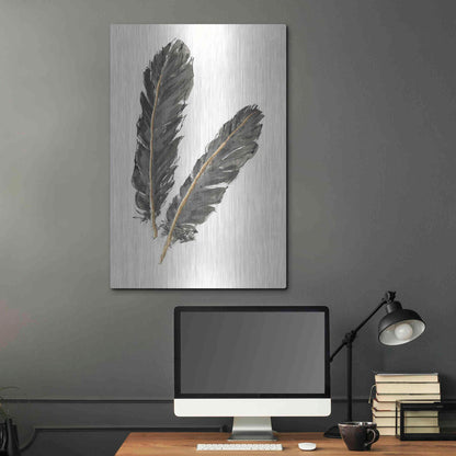 Luxe Metal Art 'Gold Feathers IV' by Chris Paschke, Metal Wall Art,24x36