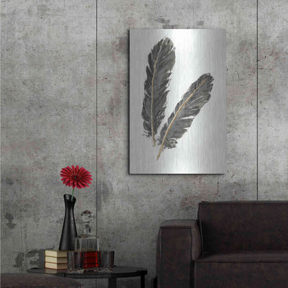 Luxe Metal Art 'Gold Feathers IV' by Chris Paschke, Metal Wall Art,24x36