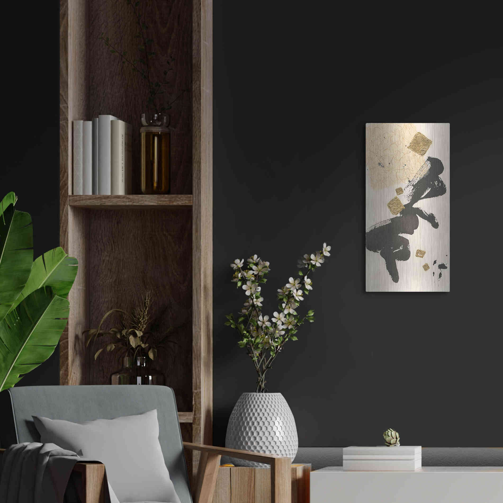 Luxe Metal Art 'Gilded Collage II' by Chris Paschke, Metal Wall Art,12x24