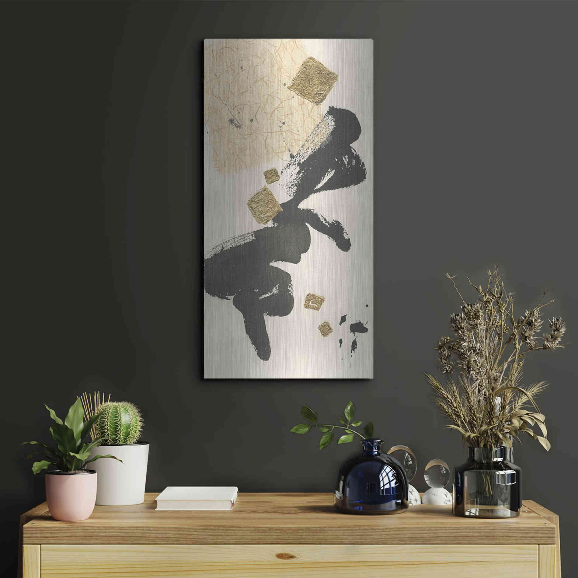 Luxe Metal Art 'Gilded Collage II' by Chris Paschke, Metal Wall Art,12x24