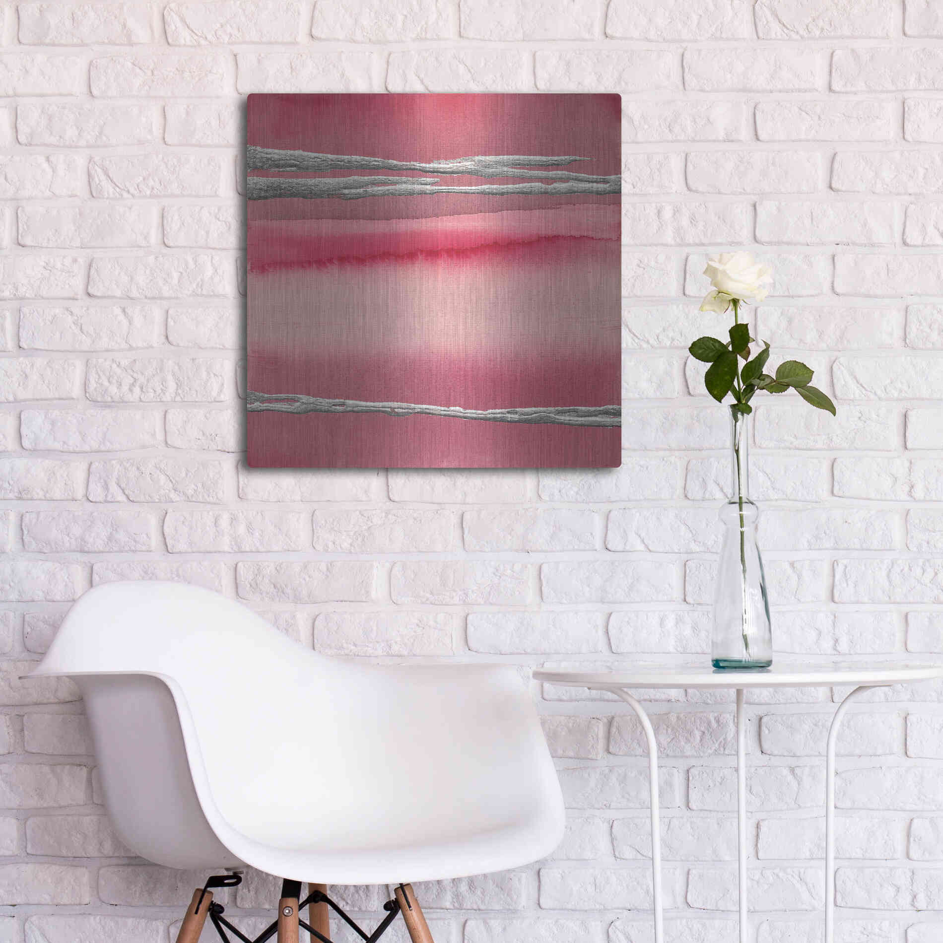 Luxe Metal Art 'Silver Rose I' by Chris Paschke, Metal Wall Art,24x24