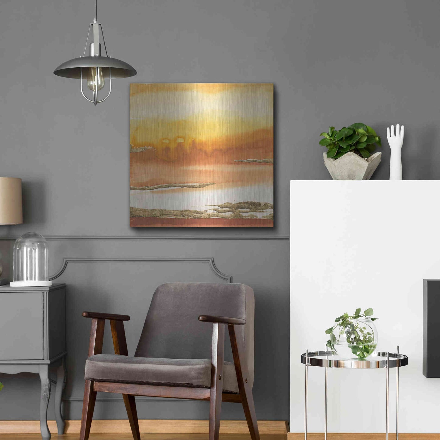 Luxe Metal Art 'Gilded Amber I' by Chris Paschke, Metal Wall Art,24x24