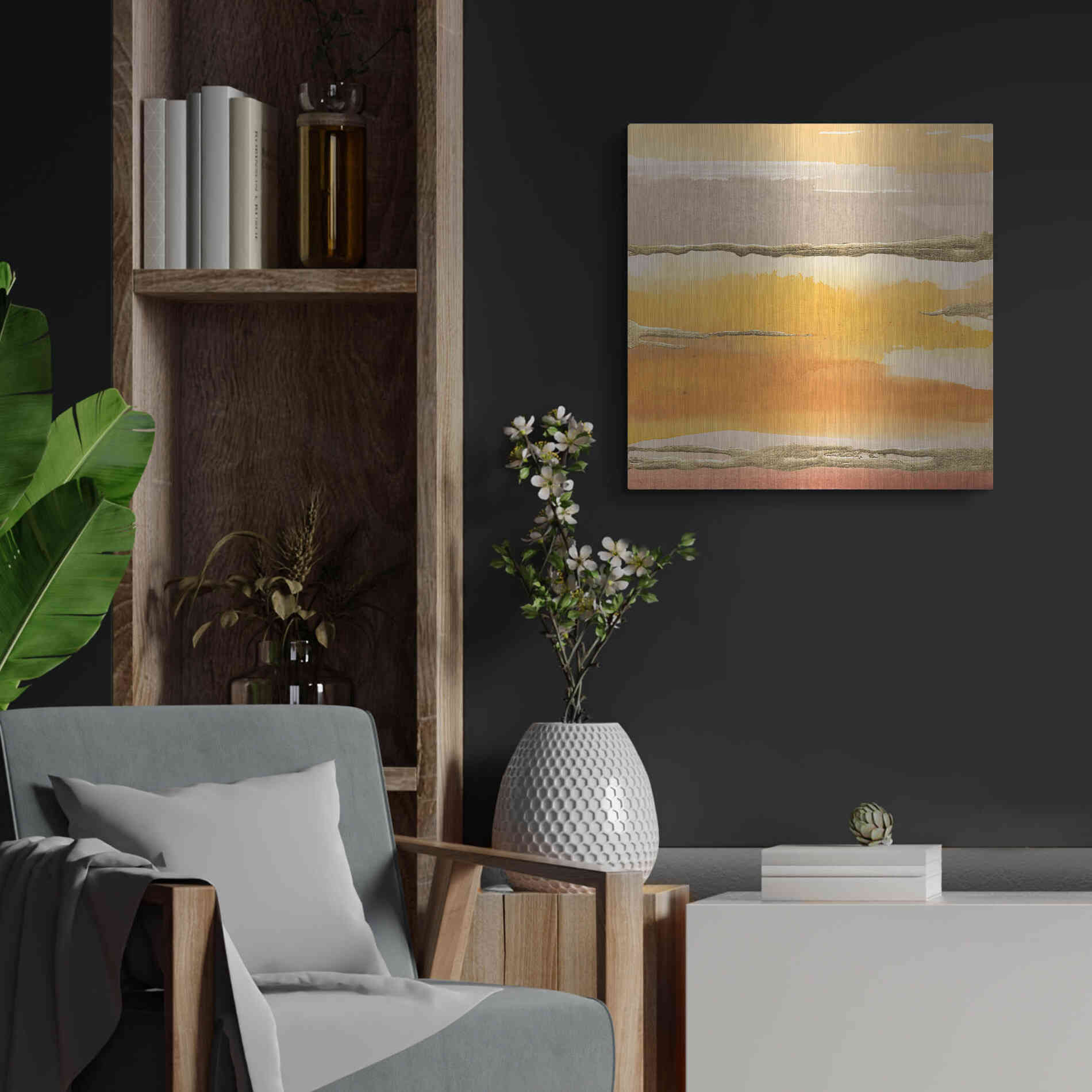 Luxe Metal Art 'Gilded Amber II' by Chris Paschke, Metal Wall Art,24x24