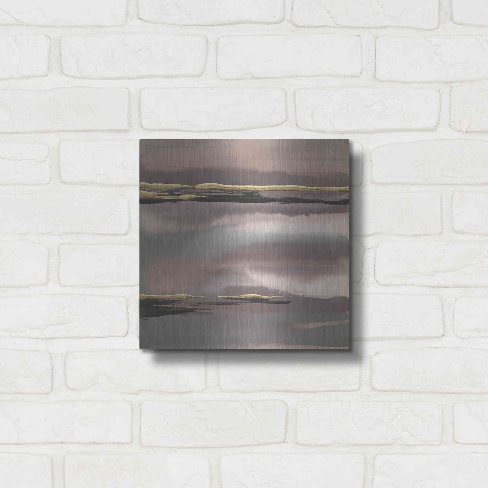 Luxe Metal Art 'Gilded Morning Fog I' by Chris Paschke, Metal Wall Art,12x12