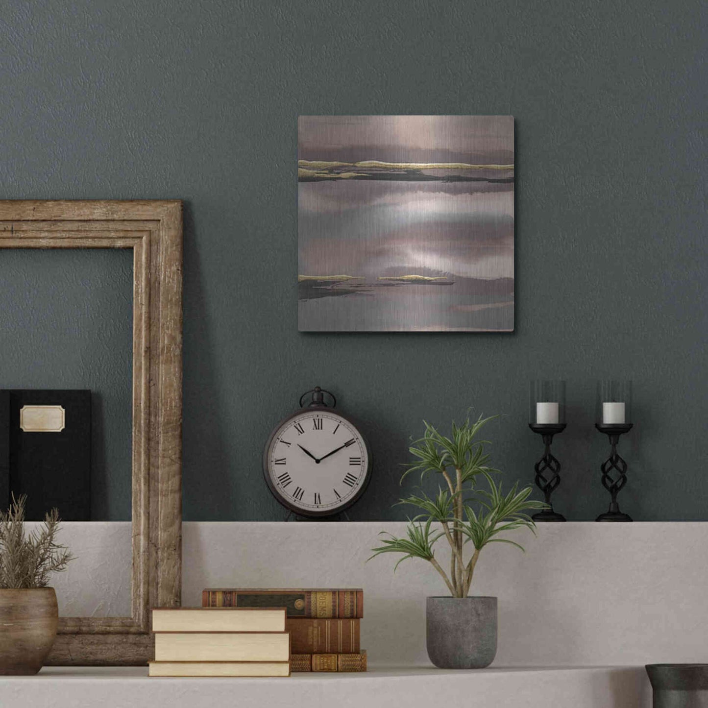 Luxe Metal Art 'Gilded Morning Fog I' by Chris Paschke, Metal Wall Art,12x12