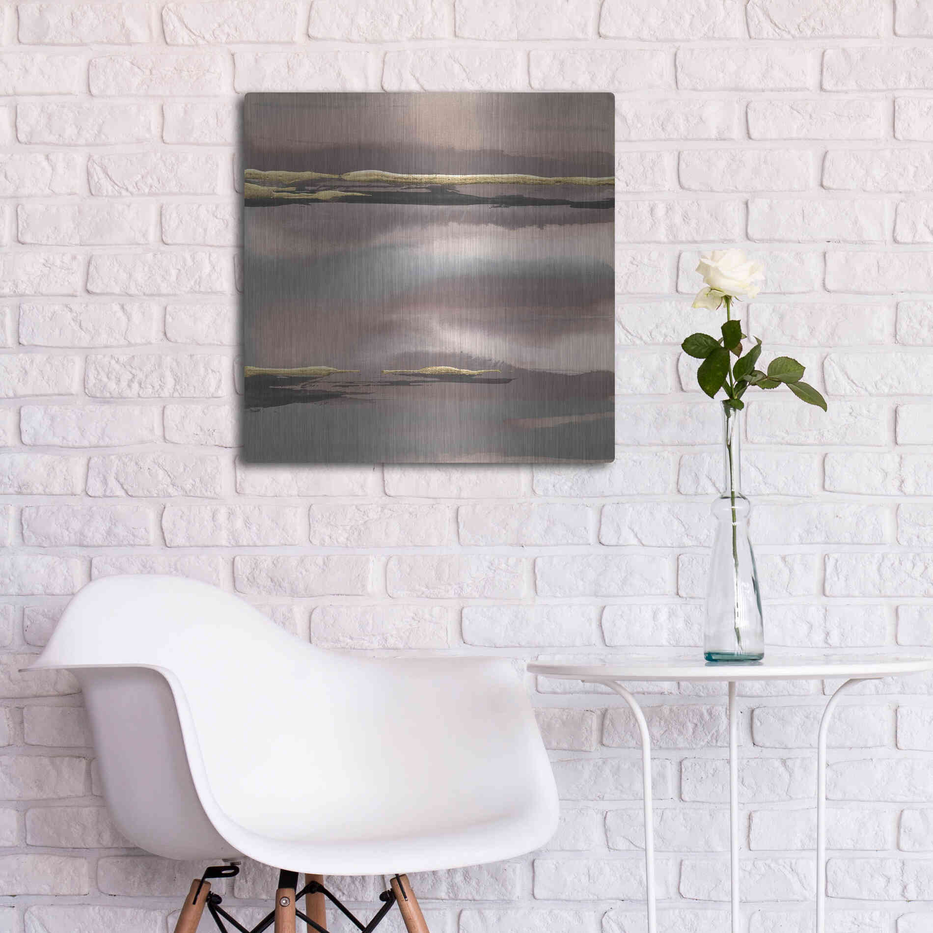 Luxe Metal Art 'Gilded Morning Fog I' by Chris Paschke, Metal Wall Art,24x24