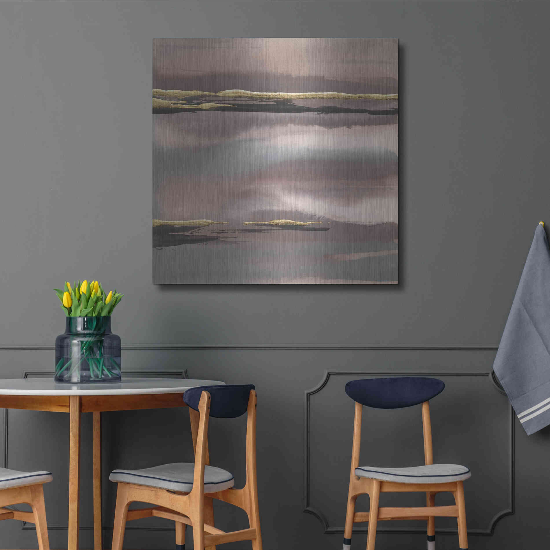 Luxe Metal Art 'Gilded Morning Fog I' by Chris Paschke, Metal Wall Art,36x36