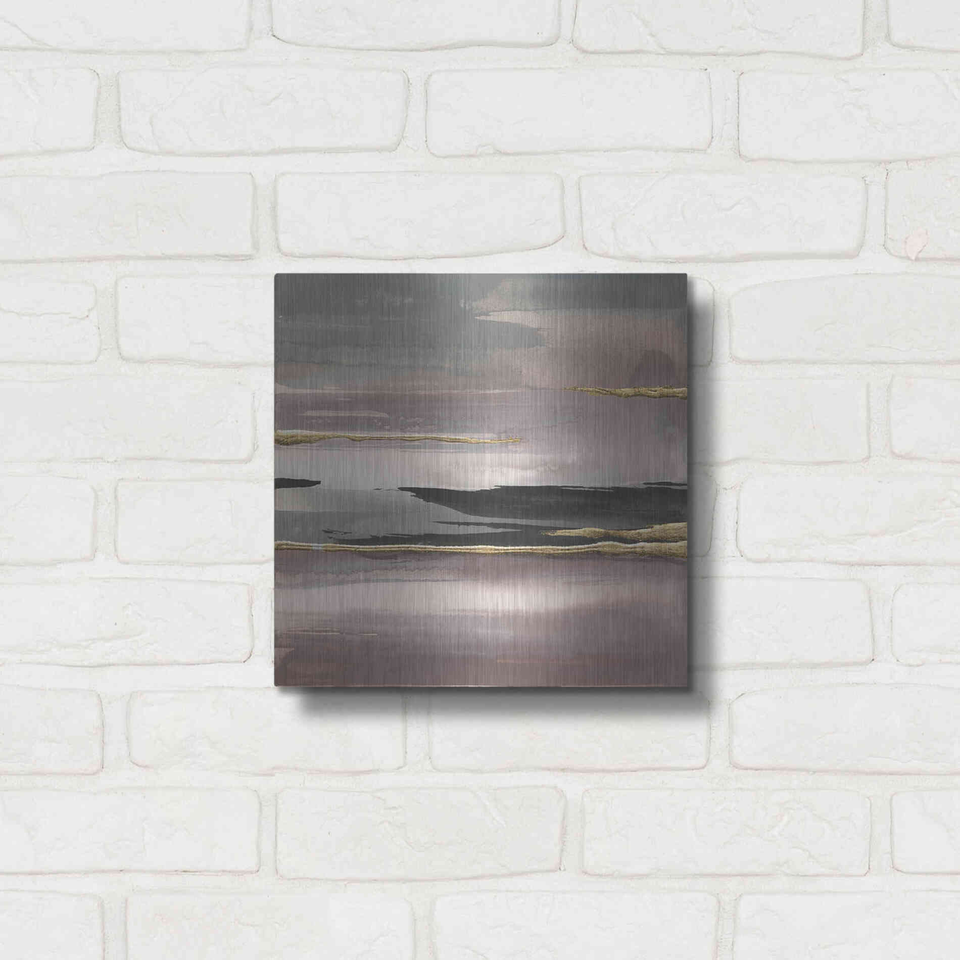 Luxe Metal Art 'Gilded Morning Fog II' by Chris Paschke, Metal Wall Art,12x12