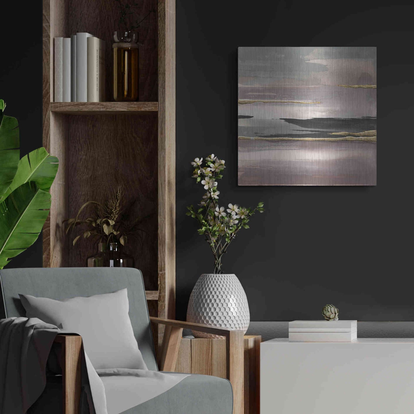 Luxe Metal Art 'Gilded Morning Fog II' by Chris Paschke, Metal Wall Art,24x24