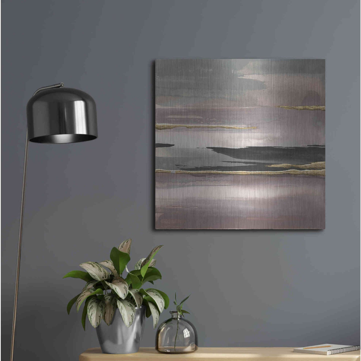 Luxe Metal Art 'Gilded Morning Fog II' by Chris Paschke, Metal Wall Art,24x24