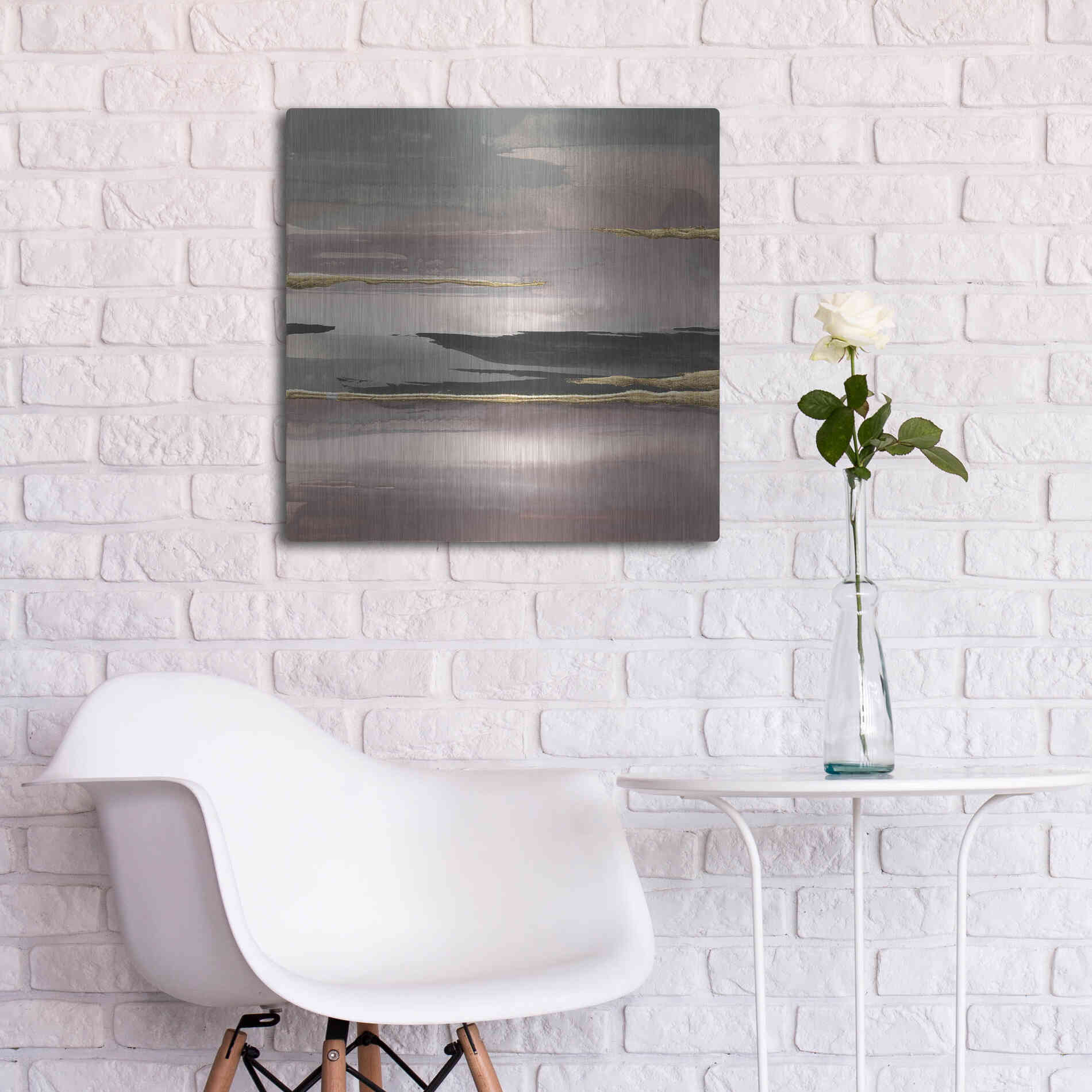 Luxe Metal Art 'Gilded Morning Fog II' by Chris Paschke, Metal Wall Art,24x24