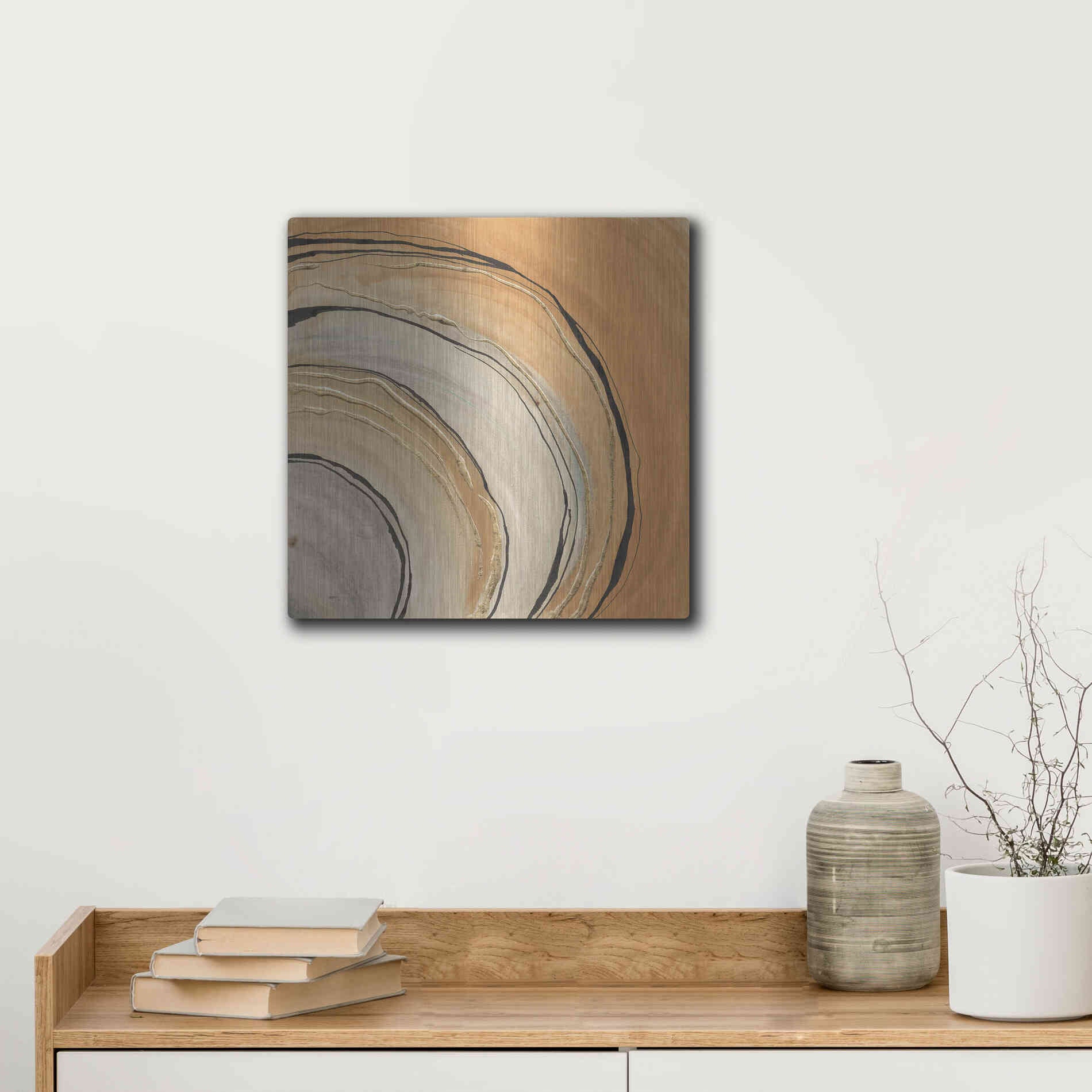 Luxe Metal Art 'Gilded Rings' by Chris Paschke, Metal Wall Art,12x12