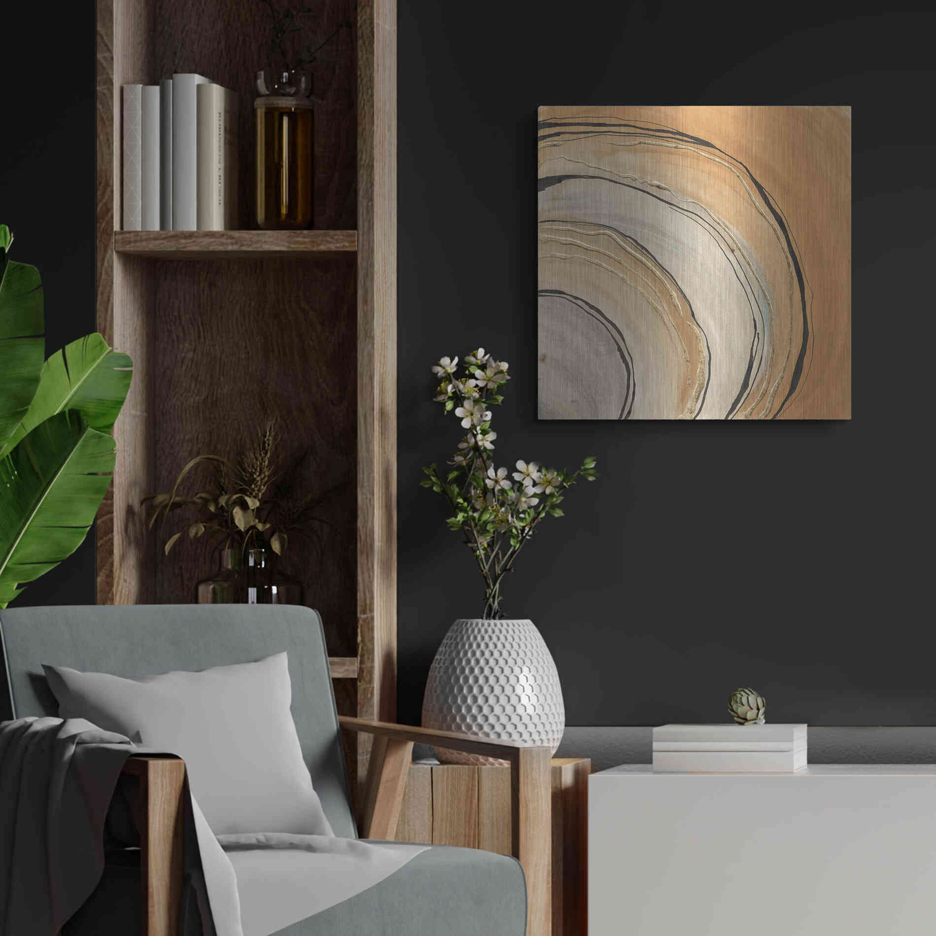 Luxe Metal Art 'Gilded Rings' by Chris Paschke, Metal Wall Art,24x24
