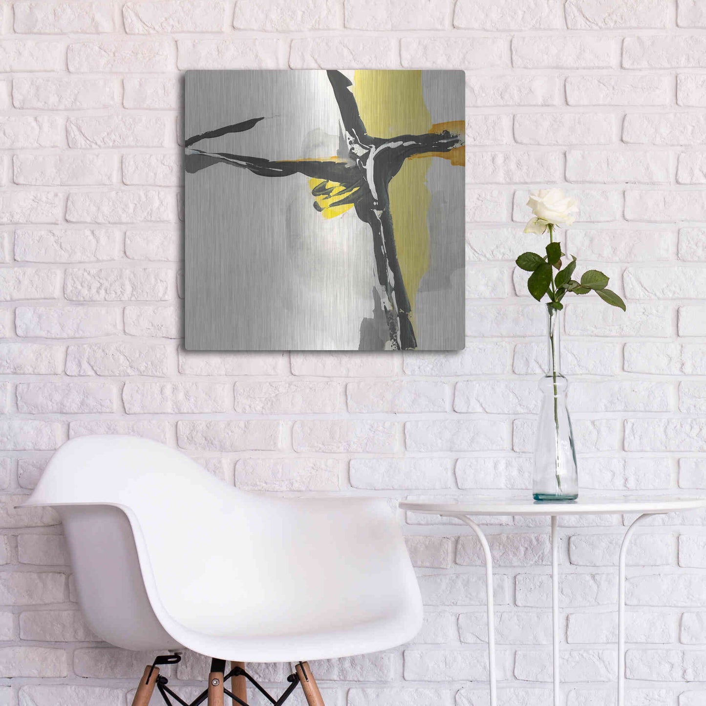 Luxe Metal Art 'Creamy Yellow II' by Chris Paschke, Metal Wall Art,24x24