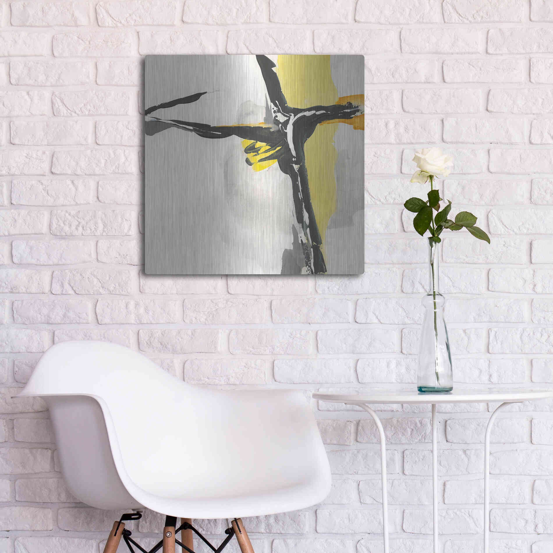 Luxe Metal Art 'Creamy Yellow II' by Chris Paschke, Metal Wall Art,24x24