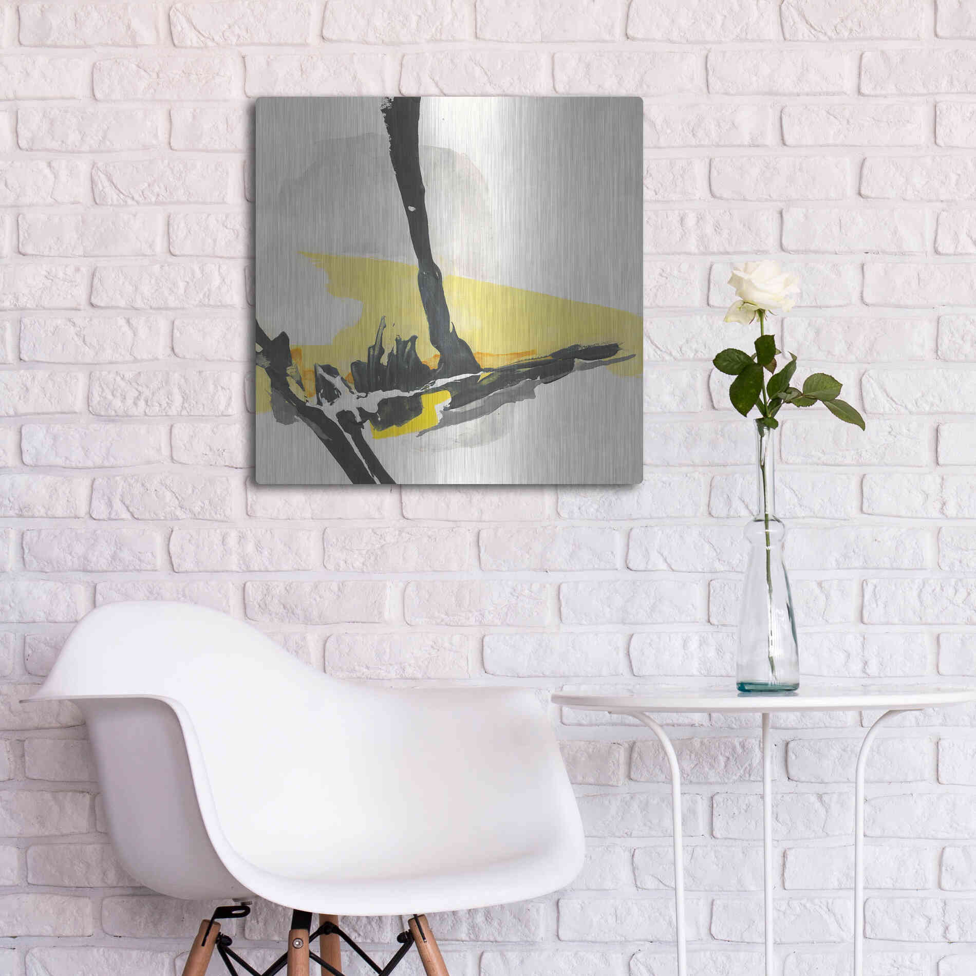 Luxe Metal Art 'Creamy Yellow IV' by Chris Paschke, Metal Wall Art,24x24